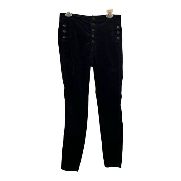J Brand Natasha Sky High Skinny Pants Size 32 Black Velvet Exposed Button Fly - Picture 1 of 7
